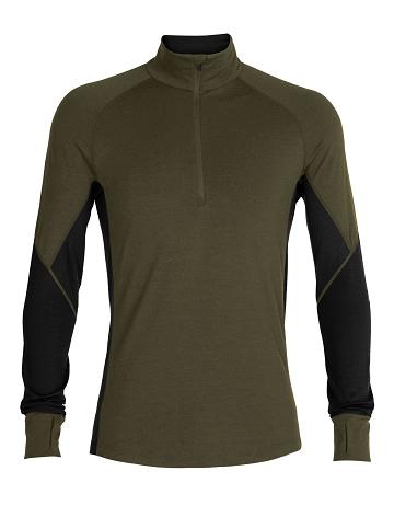 Base Layers Icebreaker BodyfitZone™ Merino 260 Zone Long Sleeve Half Zip Thermal Top Homme Vert Olive Noir | FR 1347XYUF